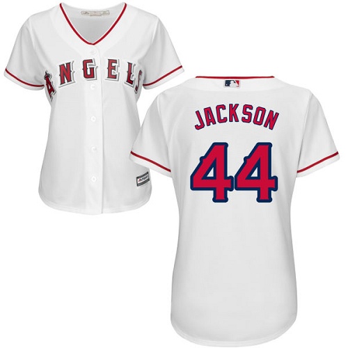 Angels #44 Reggie Jackson White Home Women's Stitched MLB Jersey - Click Image to Close